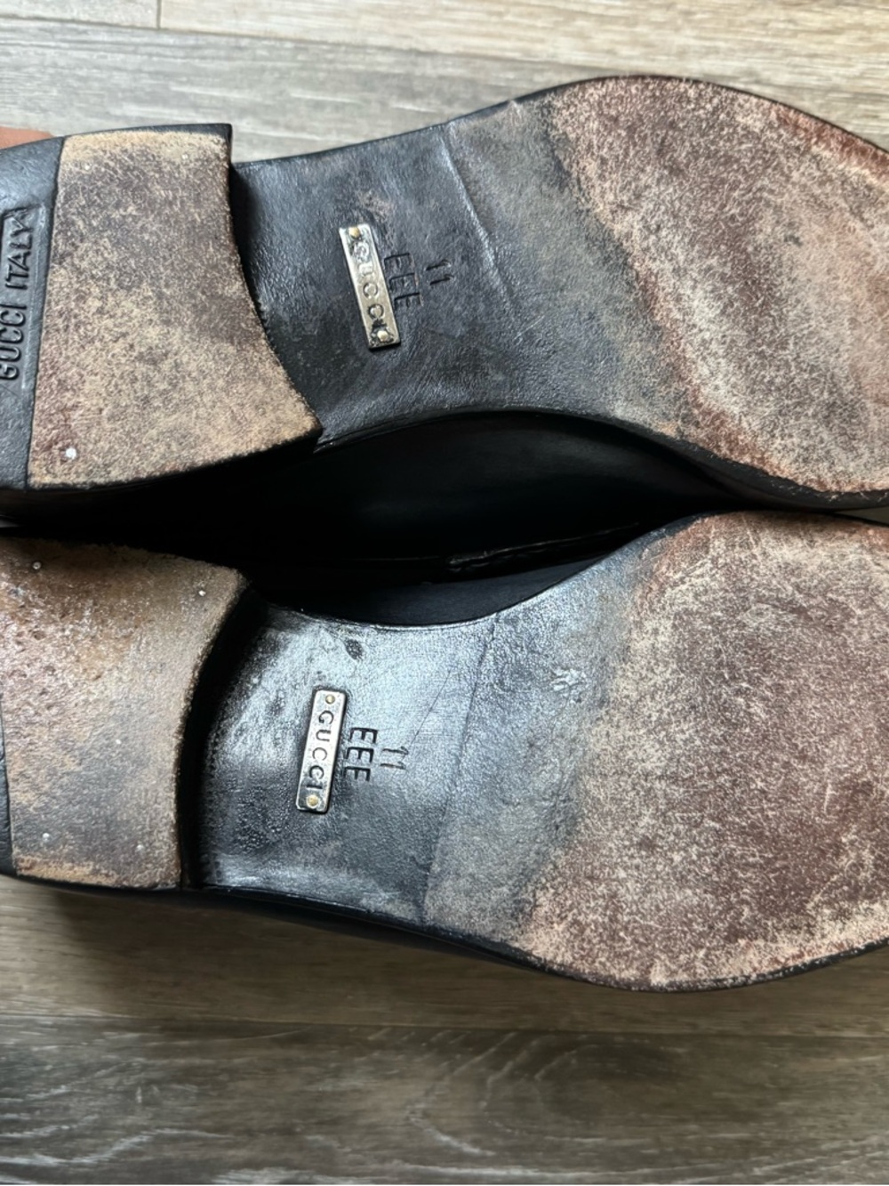 Gucci Black Leather Horsebit Slip-On Loafers sz 1eee - Picture 4 of 5